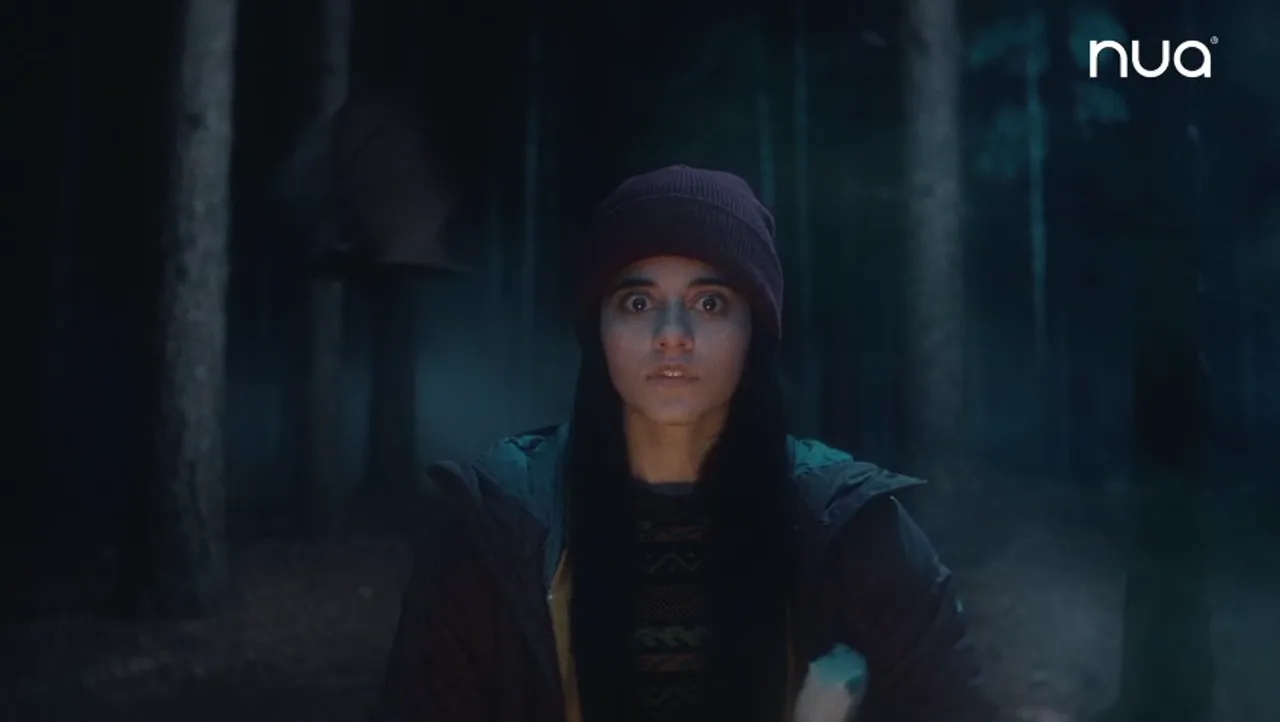 A cinematic moment from Nua’s Campsite film